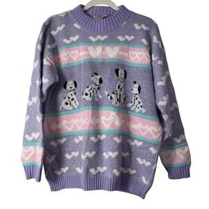 Vintage 80s Adele knitwear sweater purple lilac damlation heart knit sweater
